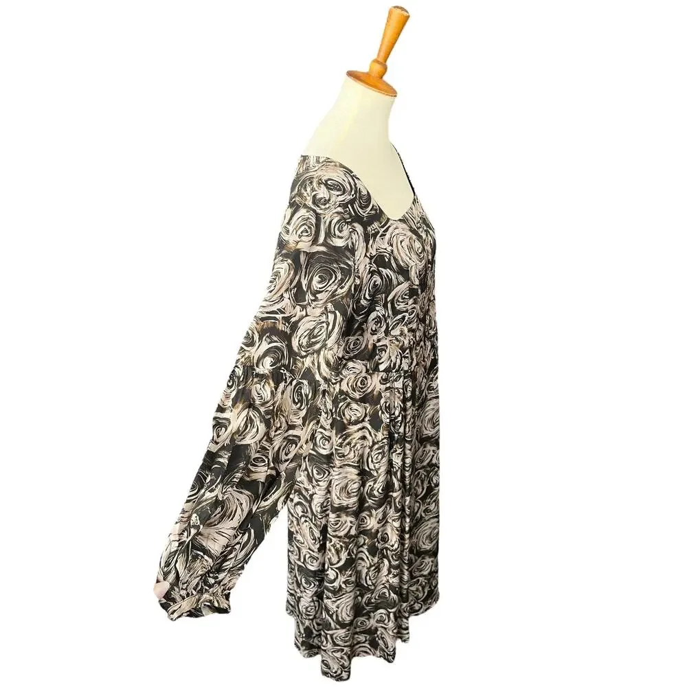NWOT Liyan McAteer Long Sleeve Midi Abstract Floral Workwear Dress Size 12